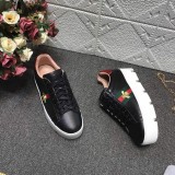 cow  leather gold silk embroidered white shoes men and women flat bottom tie lovers shoes