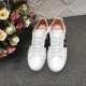 cow  leather gold silk embroidered white shoes men and women flat bottom tie lovers shoes