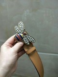 GUCCI3.4Cm delicate pearl butterfly buckle with double-sided head into sheepskin fashion wild belt
