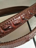 crocodile leather boutique high-end steel buckle hand-woven 3.8Cm black, brown men's belt