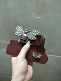 GUCCI3.4Cm delicate pearl butterfly buckle with double-sided head into sheepskin fashion wild belt
