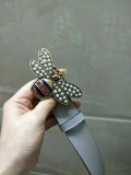 GUCCI3.4Cm delicate pearl butterfly buckle with double-sided head into sheepskin fashion wild belt
