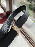 men's belt 3.5cm imported leather fine imitation crocodile leather classic double ring metal buckle three color optional