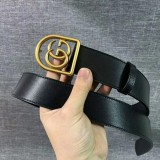 GUCCI inch 5 double G edge copper buckle imported Nappa leather double-sided black casual wild belt