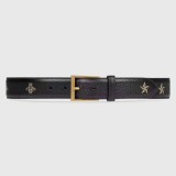 2018 spring summer new pure copper hardware buckle cat claw pattern pressure champagne gold stars bee bottom with super soft and delicate top layer calfskin simple generous female belt