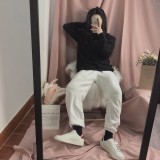Small white shoes women 2019 spring new joker real leather flat bottom shoes men's casual shoes