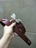 GUCCI3.4Cm delicate pearl butterfly buckle with double-sided head into sheepskin fashion wild belt