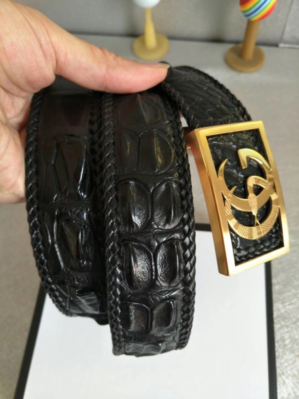 crocodile leather boutique high-end steel buckle hand-woven 3.8Cm black, brown men's belt