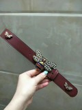 GUCCI3.4Cm delicate pearl butterfly buckle with double-sided head into sheepskin fashion wild belt