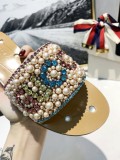 Rhinestone Beaded Letter Low Heel Flats Women Fashion Casual joker  Pearl Diamond Slippers