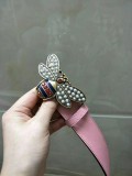 size: 3.4Cm spot real shot exquisite pearl butterfly buckle fashion wild female belt