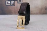 stainless steel automatic buckle vacuum plating flower skin layer suede leather classic wild 3.4cm length can be adjusted male belt
