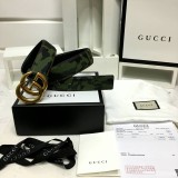 new 3.8cm men's Gucci double G hang buckle front camouflage marine team hit color imported first layer cowhide bottom layer flat grain cowhide