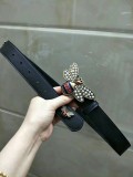 size: 3.4Cm spot real shot exquisite pearl butterfly buckle fashion wild female belt