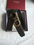 men's belt 3.5cm imported leather fine imitation crocodile leather classic double ring metal buckle three color optional