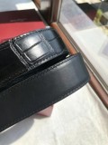 men's belt 3.5cm imported leather fine imitation crocodile leather classic double ring metal buckle three color optional