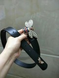 size: 3.4Cm spot real shot exquisite pearl butterfly buckle fashion wild female belt