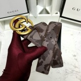 new 3.8cm men's Gucci double G hang buckle front camouflage marine team hit color imported first layer cowhide bottom layer flat grain cowhide