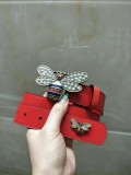 GUCCI3.4Cm delicate pearl butterfly buckle with double-sided head into sheepskin fashion wild belt