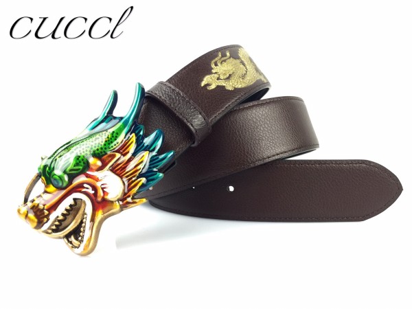 color semi-trailer steel buckle with stitching tail 3.8CM wide imported tire leather color two-color black coffee with body
