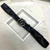 new 3.8cm men's Gucci double G hang buckle front camouflage marine team hit color imported first layer cowhide bottom layer flat grain cowhide