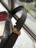 men's belt 3.5cm imported leather fine imitation crocodile leather classic double ring metal buckle three color optional
