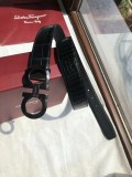 men's belt 3.5cm imported leather fine imitation crocodile leather classic double ring metal buckle three color optional