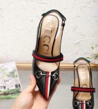 high heel sandals 2019 spring and summer new real  leather horseshoe buckle Baotou back pointed shoes