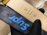 2017 winter supreme series black grid tree cake cowhide stainless steel hardware buckle belt