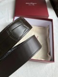 men's belt 3.5cm imported leather fine imitation crocodile leather classic double ring metal buckle three color optional