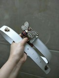 GUCCI3.4Cm delicate pearl butterfly buckle with double-sided head into sheepskin fashion wild belt