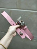 size: 3.4Cm spot real shot exquisite pearl butterfly buckle fashion wild female belt