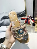 Rhinestone Beaded Letter Low Heel Flats Women Fashion Casual joker  Pearl Diamond Slippers