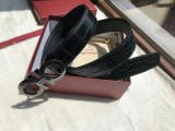 men's belt 3.5cm imported leather fine imitation crocodile leather classic double ring metal buckle three color optional