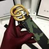 new 3.8cm men's Gucci double G hang buckle front camouflage marine team hit color imported first layer cowhide bottom layer flat grain cowhide