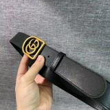 GUCCI inch 5 double G edge copper buckle imported Nappa leather double-sided black casual wild belt