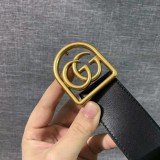 GUCCI inch 5 double G edge copper buckle imported Nappa leather double-sided black casual wild belt