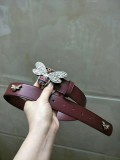 GUCCI3.4Cm delicate pearl butterfly buckle with double-sided head into sheepskin fashion wild belt
