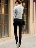 Chuyao spring new personality jeans women's trousers loose fashion large size zipper multi-band Harlan feet pants