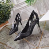 Women's shoes spring leather pointed shallow mouth stiletto heels sandals women