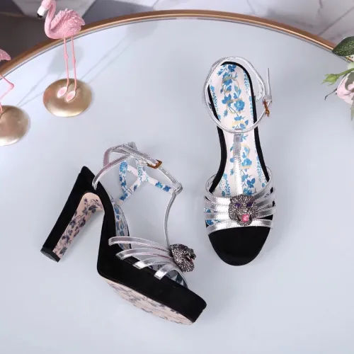 Leather thick heel high heel sandals female summer wild waterproof platform word buckle thin belt high heels