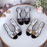 Leather thick heel high heel sandals female summer wild waterproof platform word buckle thin belt high heels