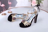 Leather thick heel high heel sandals female summer wild waterproof platform word buckle thin belt high heels