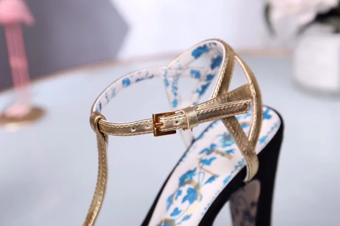 Leather thick heel high heel sandals female summer wild waterproof platform word buckle thin belt high heels