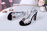 Leather thick heel high heel sandals female summer wild waterproof platform word buckle thin belt high heels