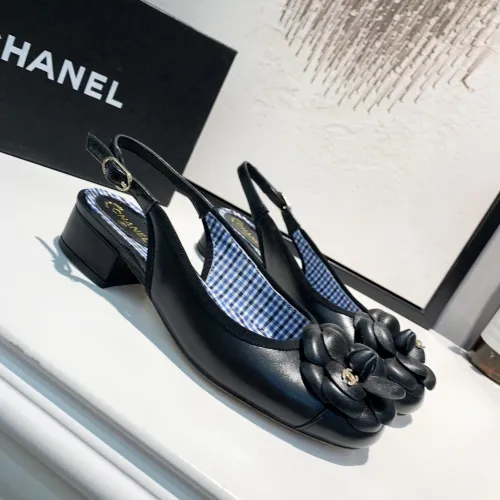 sandals women's buckle with round head high heels with female thick heel color matching shallow mouth shoes
