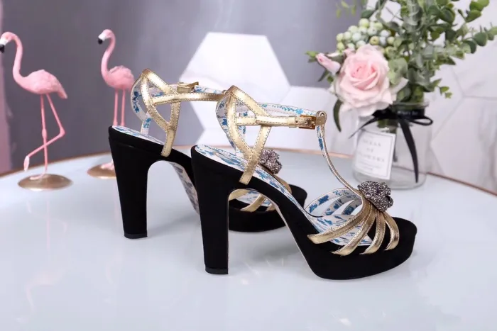 Leather thick heel high heel sandals female summer wild waterproof platform word buckle thin belt high heels