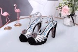 Leather thick heel high heel sandals female summer wild waterproof platform word buckle thin belt high heels