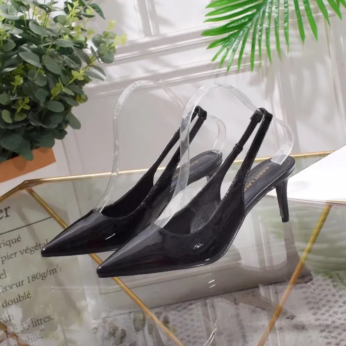 Women's shoes spring leather pointed shallow mouth stiletto heels sandals women