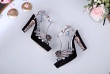 Leather thick heel high heel sandals female summer wild waterproof platform word buckle thin belt high heels
